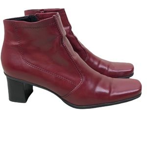 Franco Sarto red pleather square toe ankle mid shaft boots size 9.5